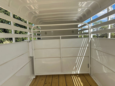 Delco 6'x16'x6'6" Bumper Livestock Tandem 12K- White - 8148 - J4 Trailer