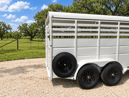 Delco 6'x16'x6'6" Bumper Livestock Tandem 12K- White - 8148 - J4 Trailer