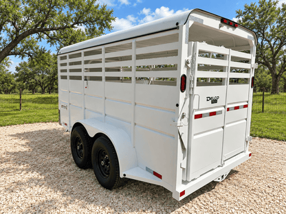 Delco 6'x16'x6'6" Bumper Livestock Tandem 12K- White - 8148 - J4 Trailer