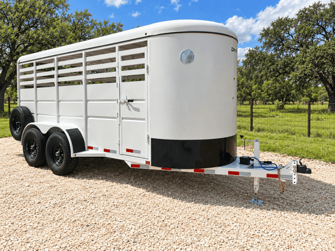 Delco 6'x16'x6'6" Bumper Livestock Tandem 12K- White - 8148 - J4 Trailer