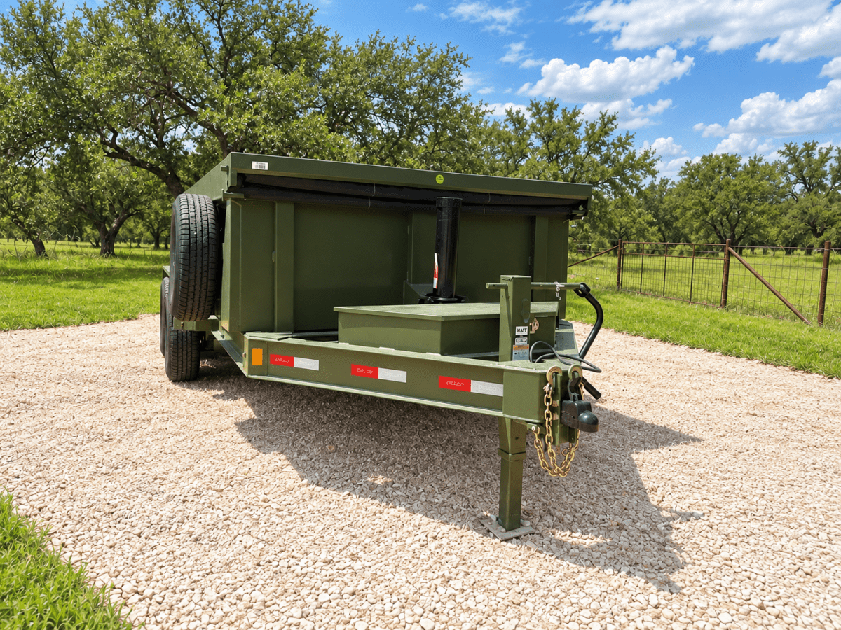 Delco 83"x14' Dump Tandem Trailer ARMY GREEN 14K -5357 - J4 Trailer