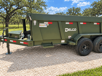 Delco 83"x14' Dump Tandem Trailer ARMY GREEN 14K -5357 - J4 Trailer