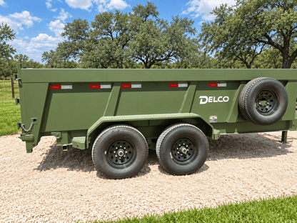 Delco 83"x14' Dump Tandem Trailer ARMY GREEN 14K -5357 - J4 Trailer