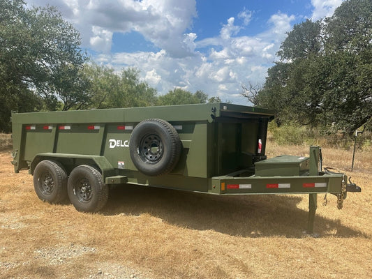 Delco 83"x14' Dump Tandem Trailer ARMY GREEN 14K -5357 - J4 Trailer