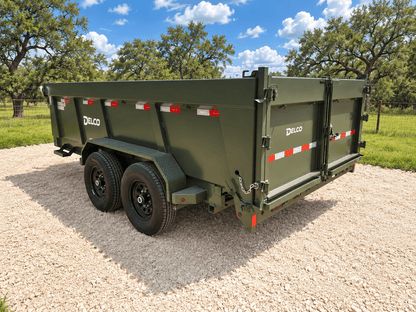 Delco 83"x14' Dump Tandem Trailer ARMY GREEN 14K -5357 - J4 Trailer