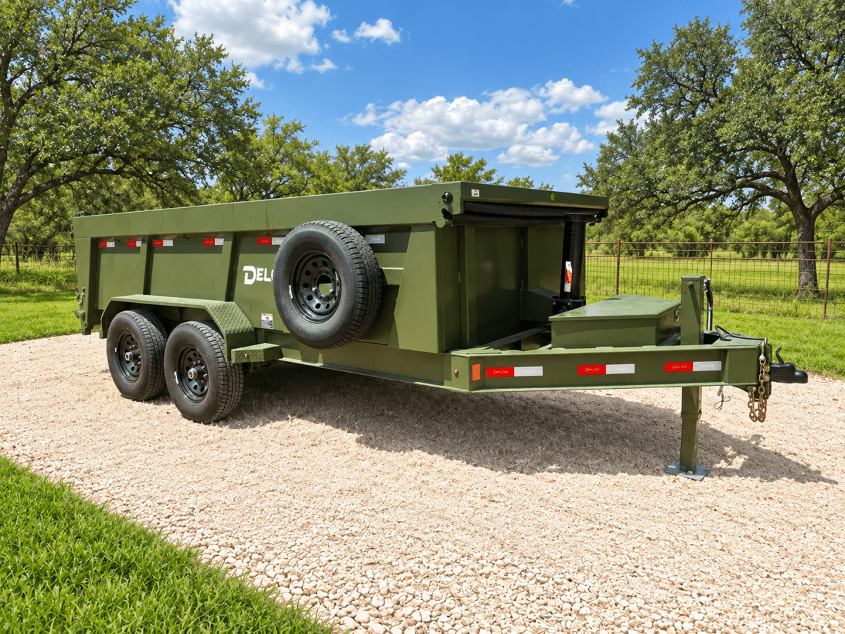 Delco 83"x14' Dump Tandem Trailer ARMY GREEN 14K -5357 - J4 Trailer