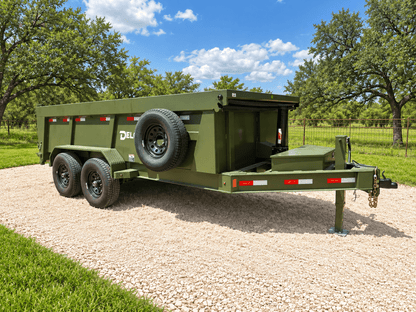 Delco 83"x14' Dump Tandem Trailer ARMY GREEN 14K -5357 - J4 Trailer
