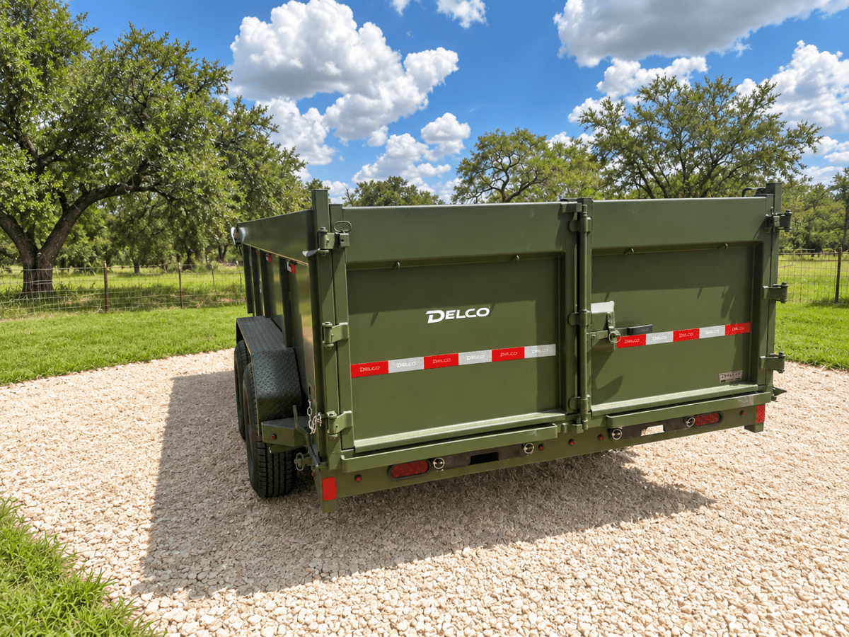 Delco 83"x14' Dump Tandem Trailer ARMY GREEN 14K -5357 - J4 Trailer