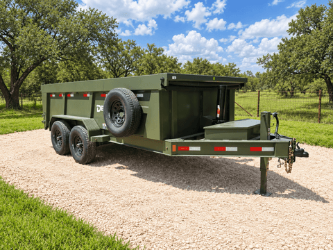 Delco 83"x14' Dump Tandem Trailer ARMY GREEN 14K -5357 - J4 Trailer