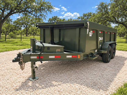 Delco 83"x14' Dump Tandem Trailer ARMY GREEN 14K -5357 - J4 Trailer
