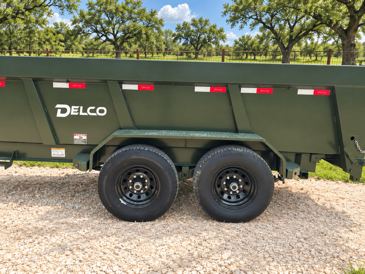 Delco 83"x14' Dump Tandem Trailer ARMY GREEN 14K -5357 - J4 Trailer