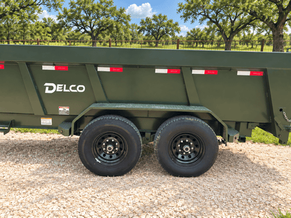 Delco 83"x14' Dump Tandem Trailer ARMY GREEN 14K -5357 - J4 Trailer
