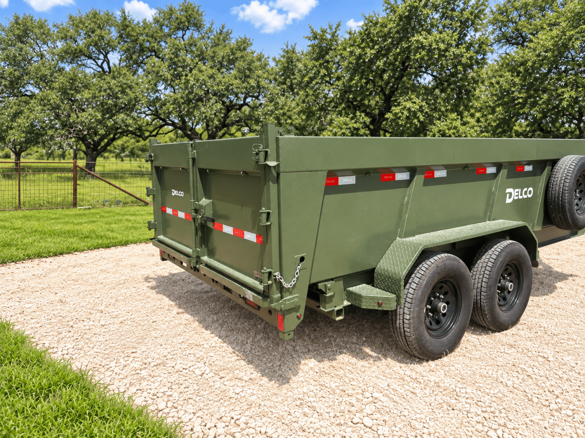 Delco 83"x14' Dump Tandem Trailer ARMY GREEN 14K -5357 - J4 Trailer