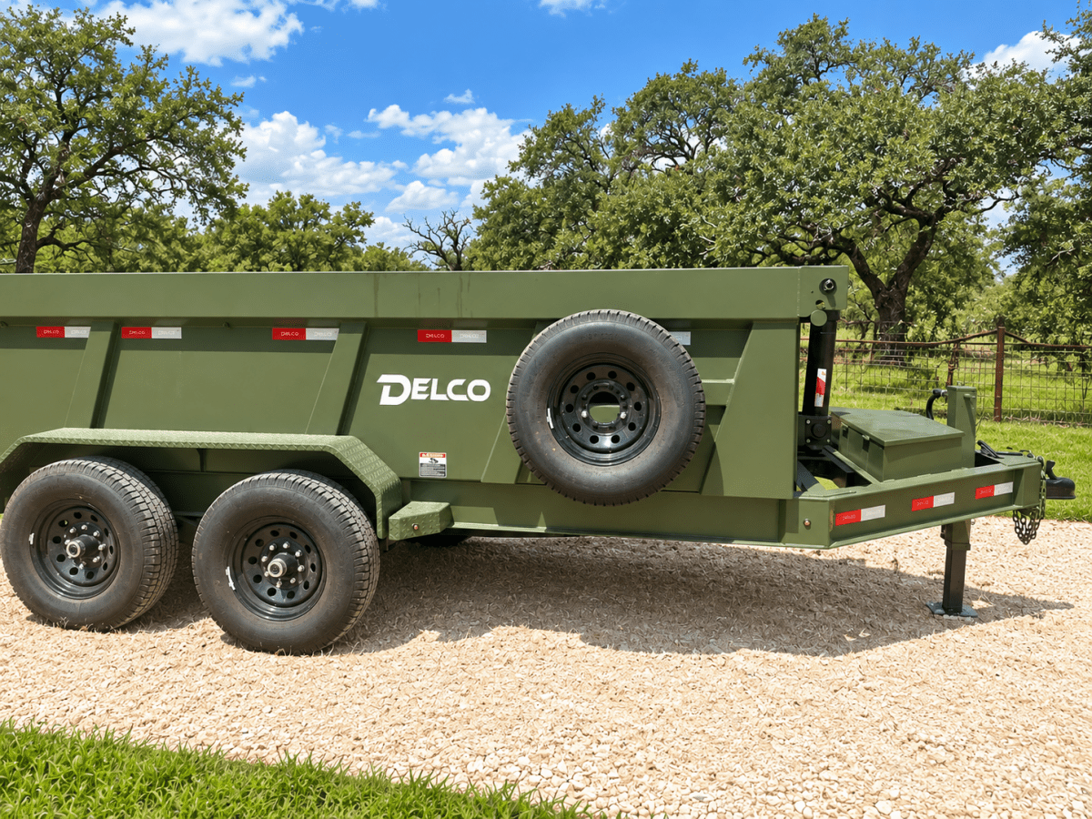 Delco 83"x14' Dump Tandem Trailer ARMY GREEN 14K -5357 - J4 Trailer