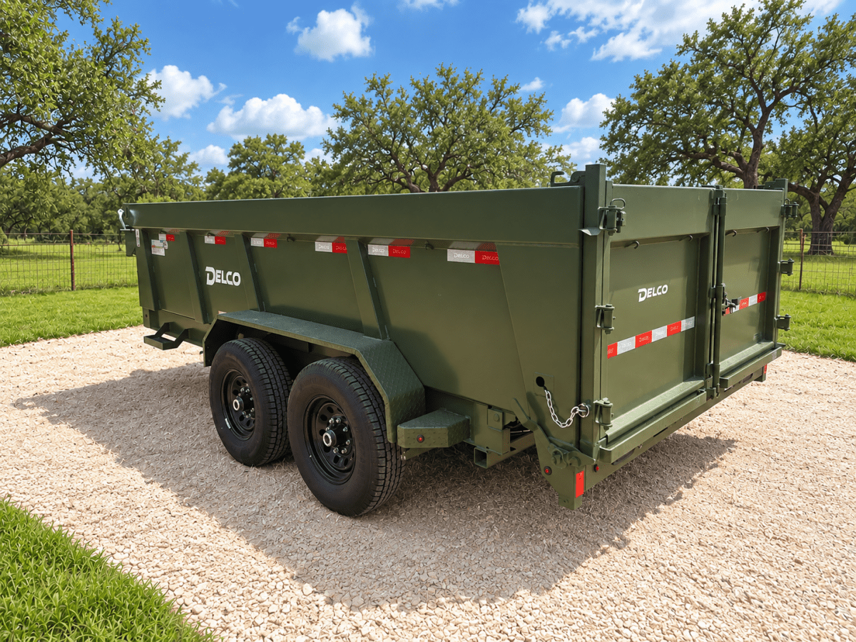 Delco 83"x14' Dump Tandem Trailer ARMY GREEN 14K -5357 - J4 Trailer