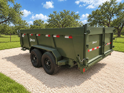 Delco 83"x14' Dump Tandem Trailer ARMY GREEN 14K -5357 - J4 Trailer