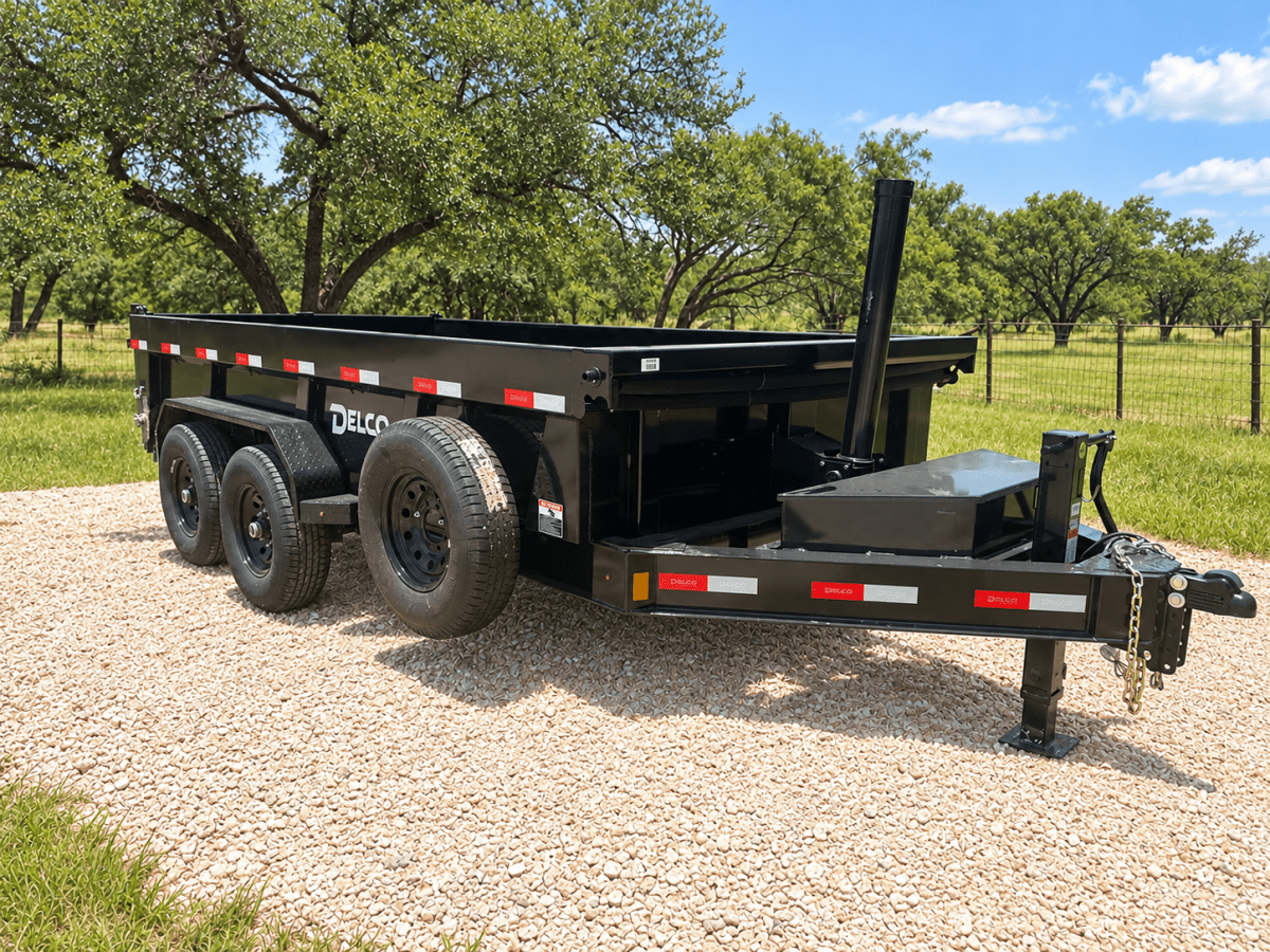 Delco 83"x14' Tandem Telescopic Dump Trailer 14K BLACK - 9627 - J4 Trailer