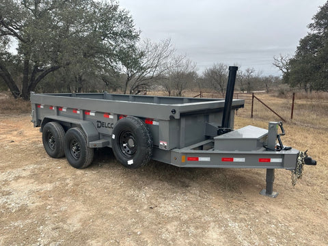 Delco 83"x14' Tandem Telescopic Dump Trailer 14K FIGHTER JET GRAY - 2084 - J4 Trailer