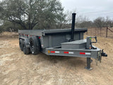 Delco 83"x14' Tandem Telescopic Dump Trailer 14K FIGHTER JET GRAY - 2084 - J4 Trailer