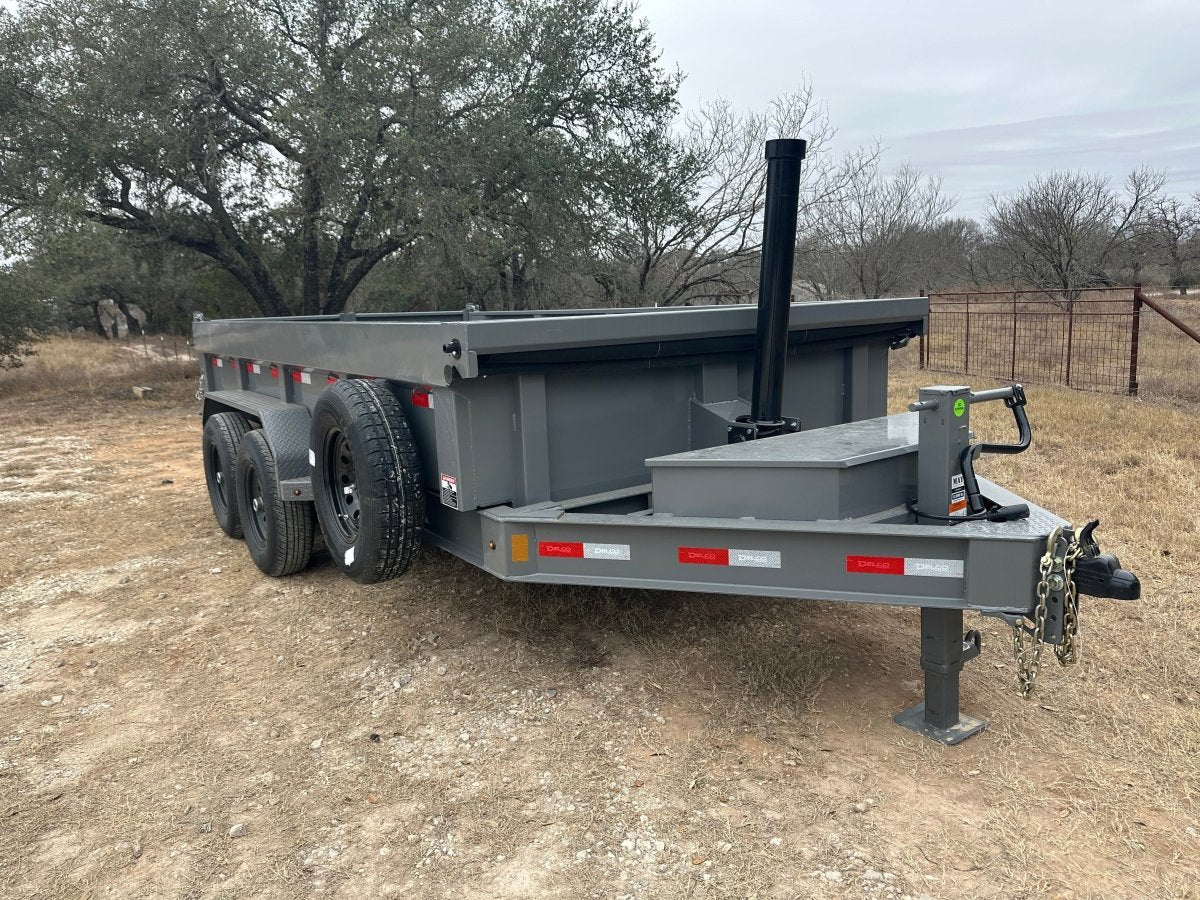 Delco 83"x14' Tandem Telescopic Dump Trailer 14K FIGHTER JET GRAY - 2084 - J4 Trailer