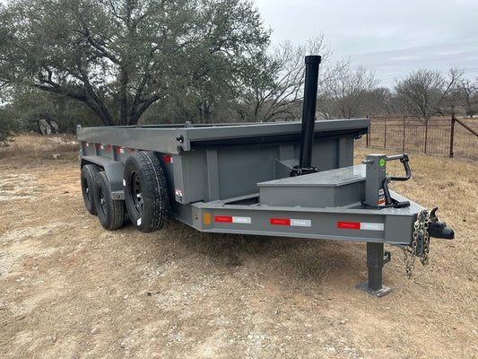 Delco 83"x14' Tandem Telescopic Dump Trailer 14K FIGHTER JET GRAY - 2084 - J4 Trailer