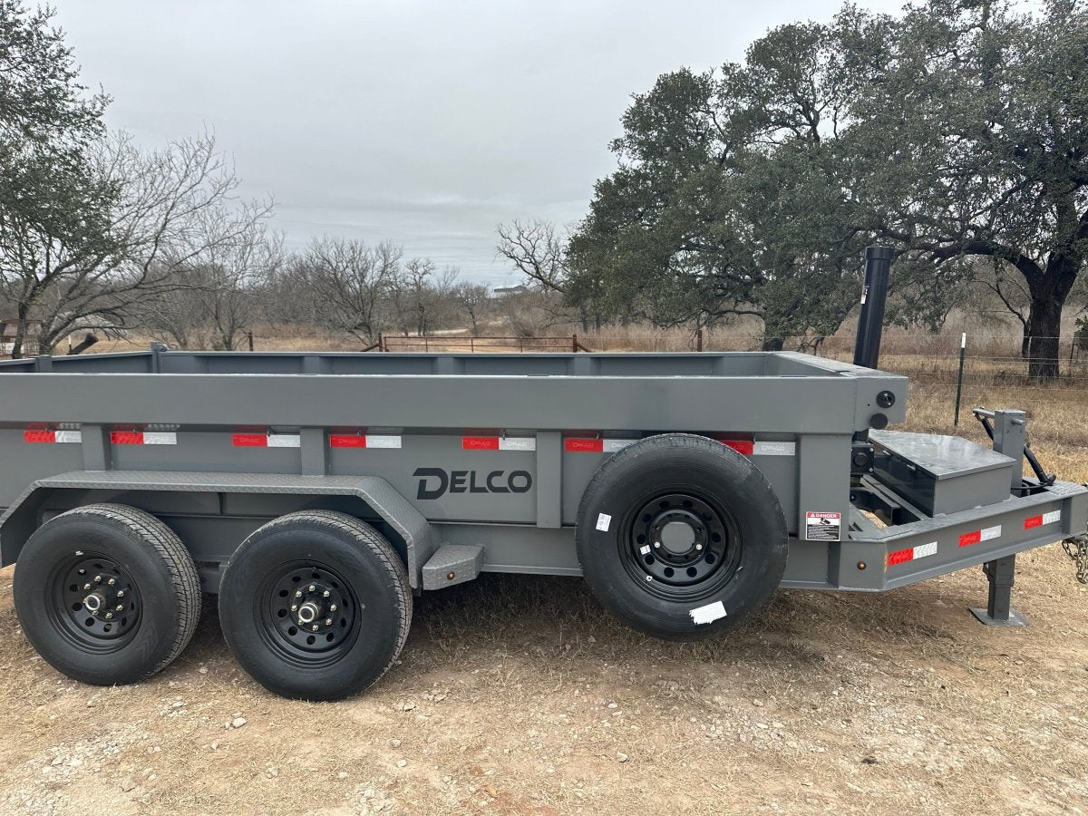 Delco 83"x14' Tandem Telescopic Dump Trailer 14K FIGHTER JET GRAY - 2084 - J4 Trailer