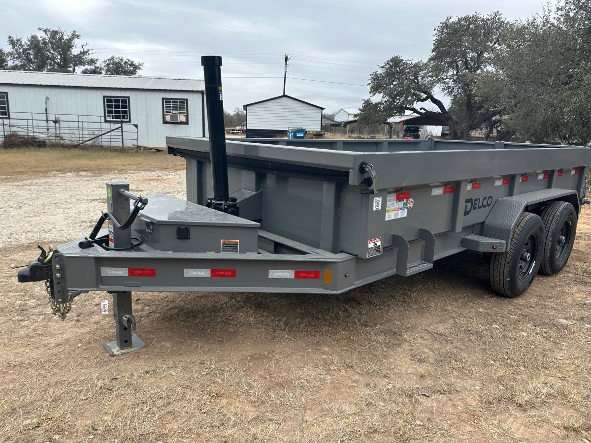 Delco 83"x14' Tandem Telescopic Dump Trailer 14K FIGHTER JET GRAY - 2084 - J4 Trailer