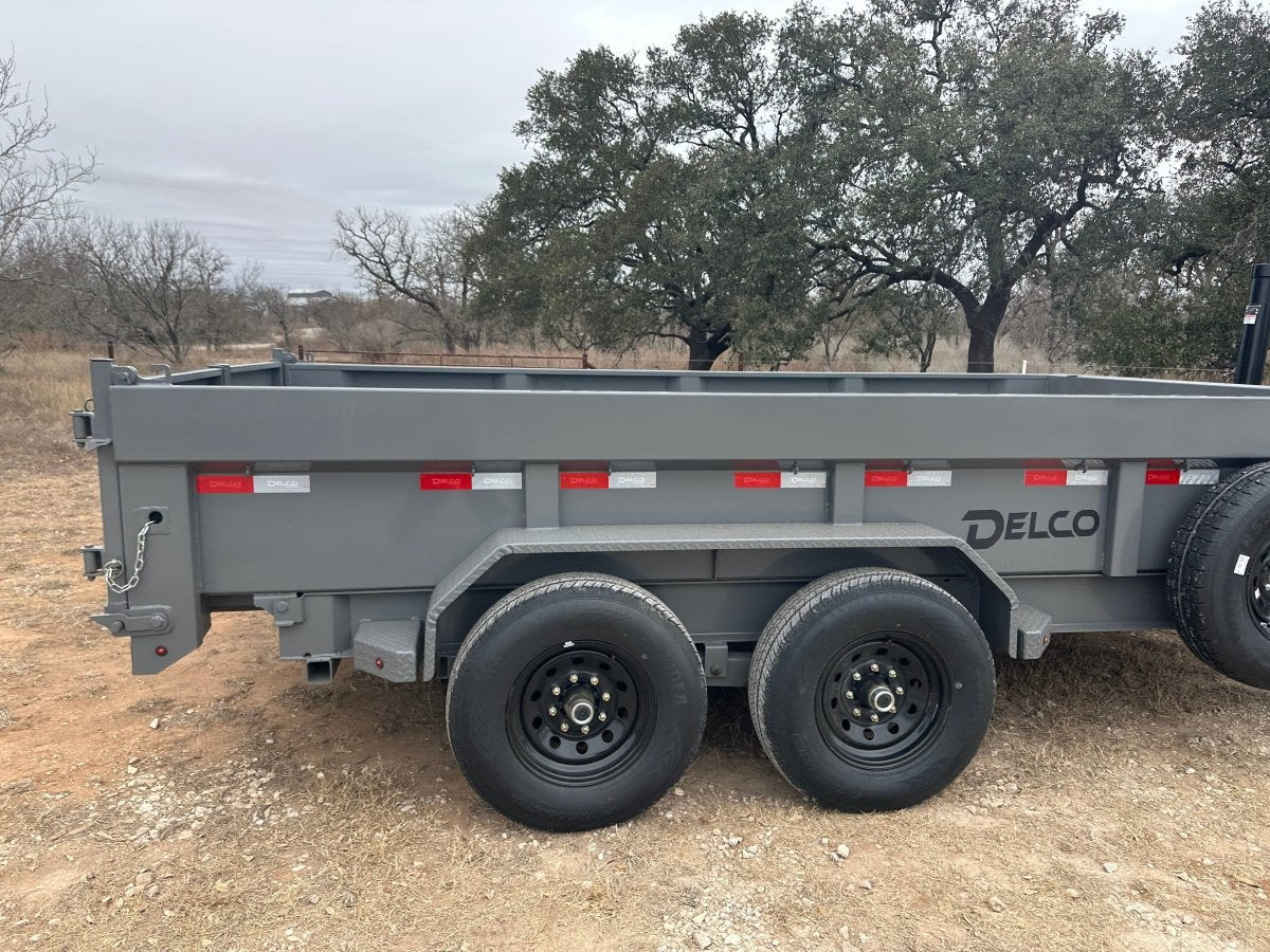 Delco 83"x14' Tandem Telescopic Dump Trailer 14K FIGHTER JET GRAY - 2084 - J4 Trailer