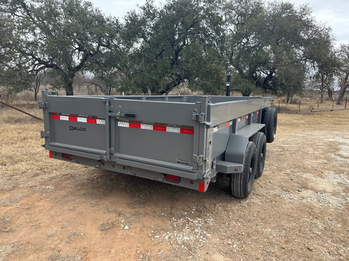 Delco 83"x14' Tandem Telescopic Dump Trailer 14K FIGHTER JET GRAY - 2084 - J4 Trailer
