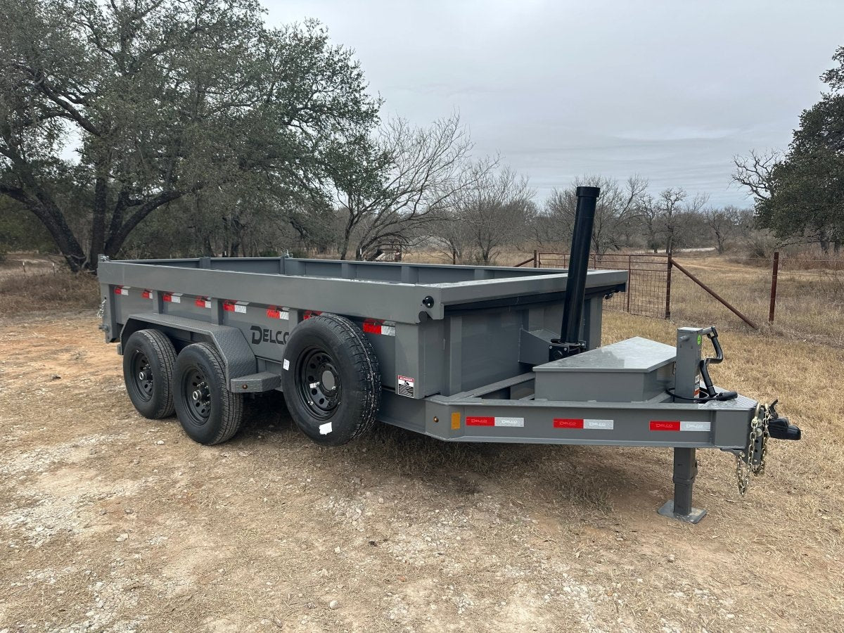 Delco 83"x14' Tandem Telescopic Dump Trailer 14K FIGHTER JET GRAY - 2084 - J4 Trailer