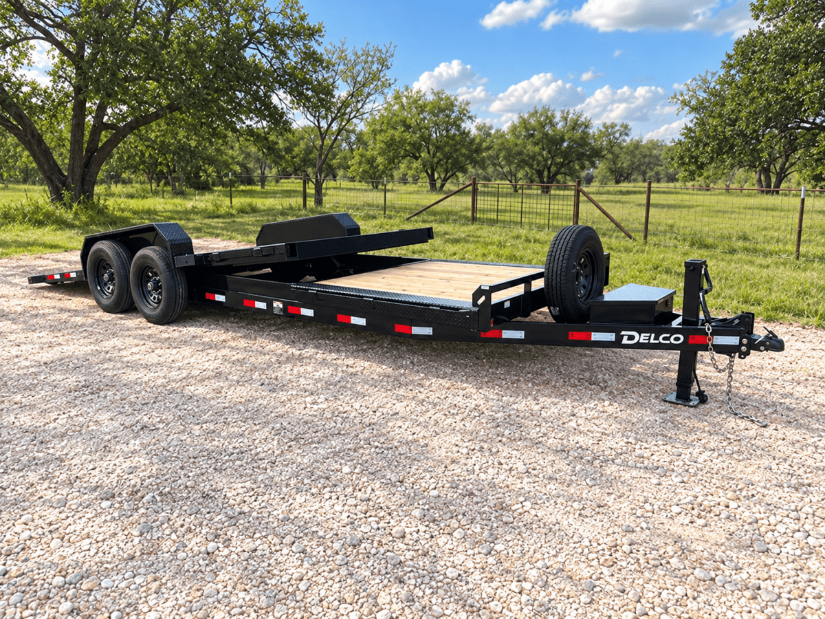 Delco 83"x22' - 6' Deck - Tandem Tilt Trailer- BLACK 3810 - J4 Trailer