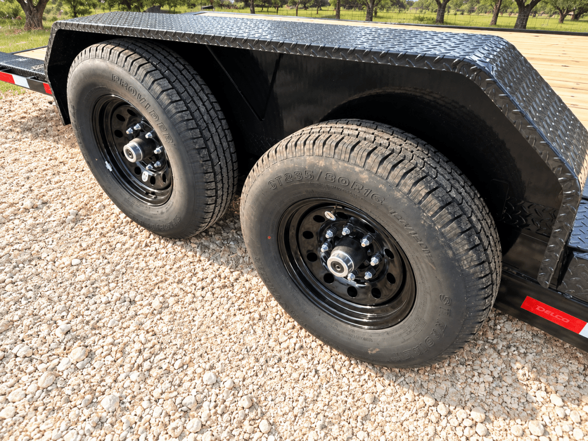 Delco 83"x22' - 6' Deck - Tandem Tilt Trailer- BLACK 3810 - J4 Trailer
