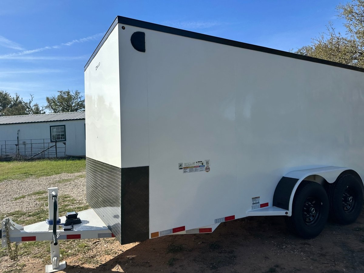 Delco Cargo 6'8'x16'x7' Enclosed Tandem 14k WHITE - 4898 - J4 Trailer