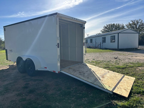 Delco Cargo 6'8'x16'x7' Enclosed Tandem 14k WHITE - 4898 - J4 Trailer