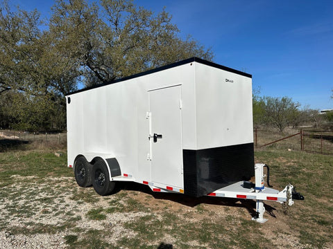 Delco Cargo 6'8'x16'x7' Enclosed Tandem 14k WHITE - 4898 - J4 Trailer