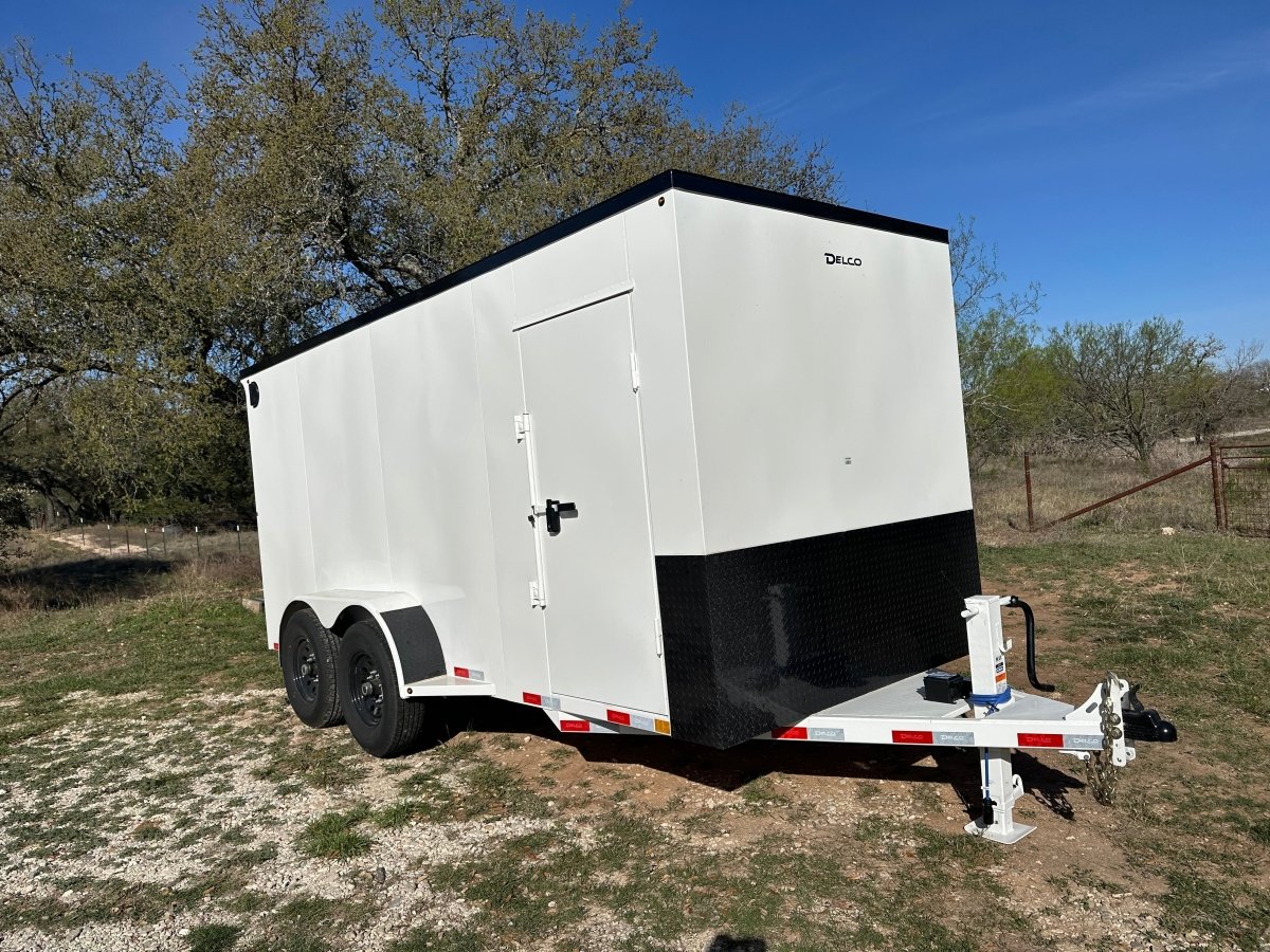 Delco Cargo 6'8'x16'x7' Enclosed Tandem 14k WHITE - 4898 - J4 Trailer