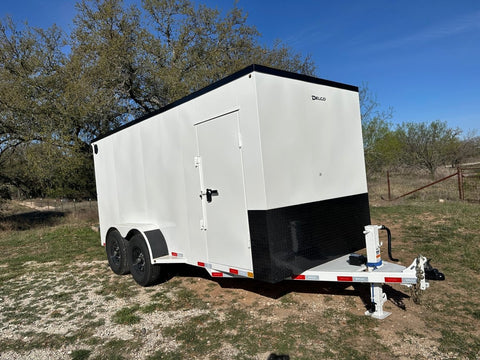 Delco Cargo 6'8'x16'x7' Enclosed Tandem 14k WHITE - 4898 - J4 Trailer
