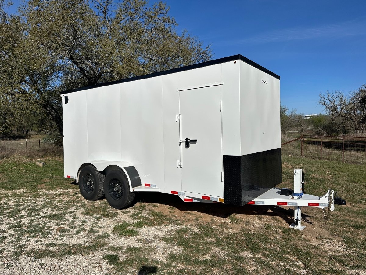 Delco Cargo 6'8'x16'x7' Enclosed Tandem 14k WHITE - 4898 - J4 Trailer