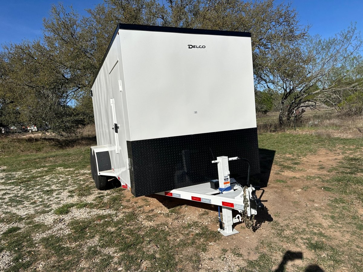 Delco Cargo 6'8'x16'x7' Enclosed Tandem 14k WHITE - 4898 - J4 Trailer
