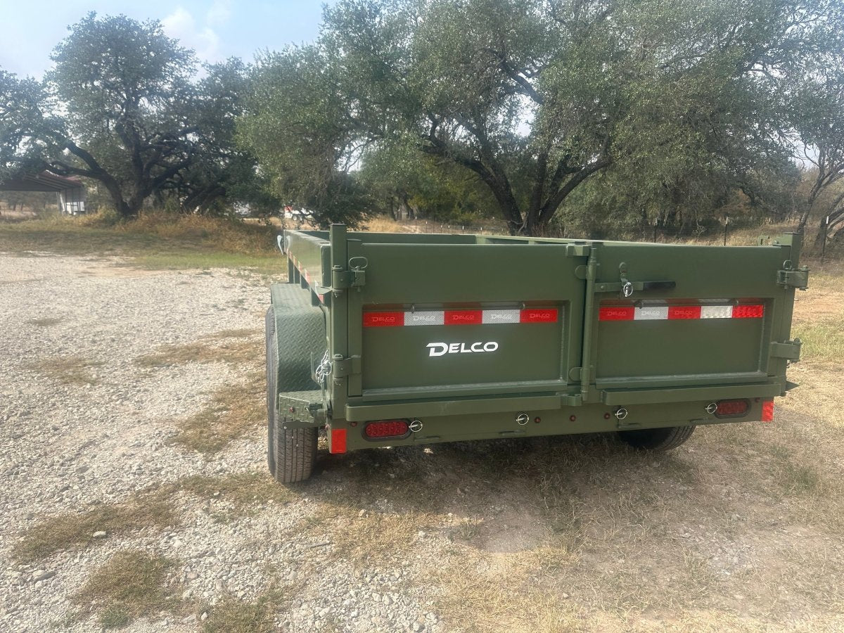 Delco Dump 72"x12' Tandem Axle Dump Trailer ARMY GREEN - 0822 - J4 Trailer