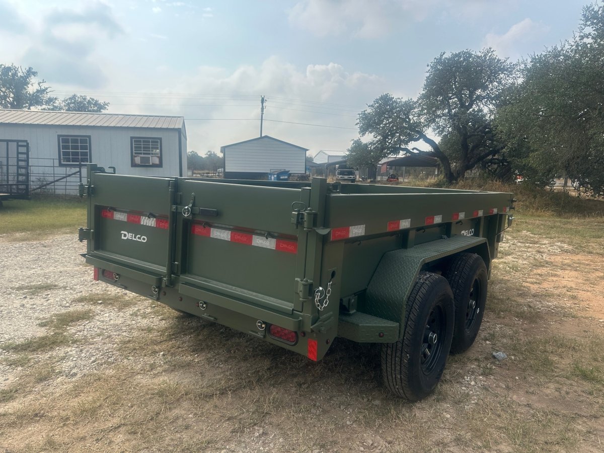 Delco Dump 72"x12' Tandem Axle Dump Trailer ARMY GREEN - 0822 - J4 Trailer