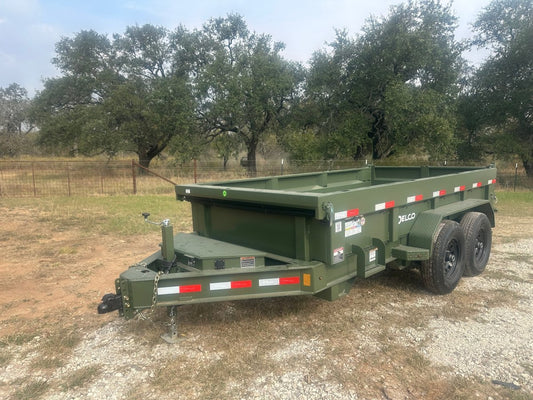 Delco Dump 72"x12' Tandem Axle Dump Trailer ARMY GREEN - 0822 - J4 Trailer