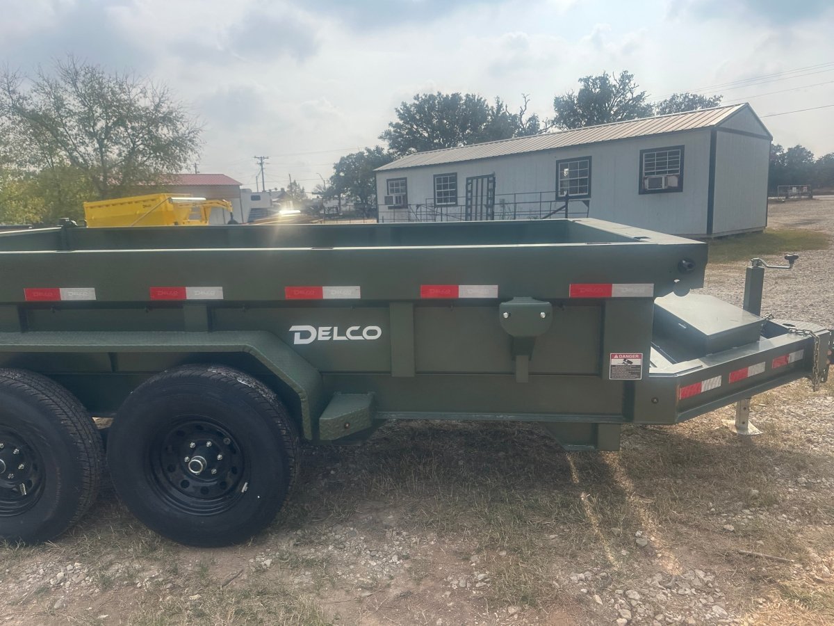Delco Dump 72"x12' Tandem Axle Dump Trailer ARMY GREEN - 0822 - J4 Trailer