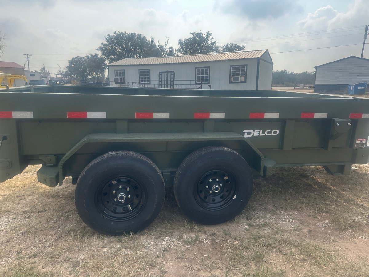 Delco Dump 72"x12' Tandem Axle Dump Trailer ARMY GREEN - 0822 - J4 Trailer