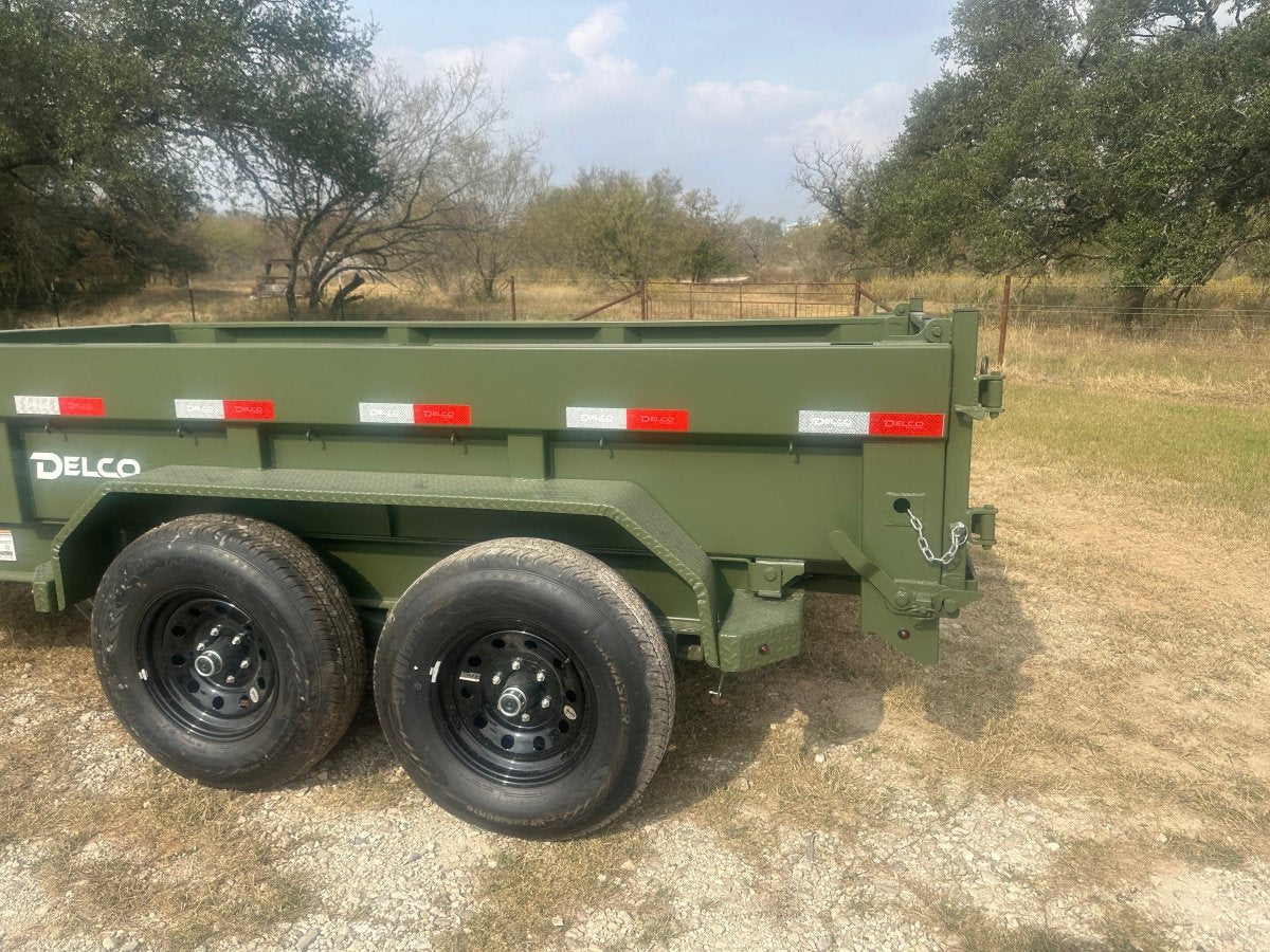 Delco Dump 72"x12' Tandem Axle Dump Trailer ARMY GREEN - 0822 - J4 Trailer