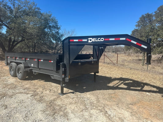 Delco Gooseneck Dump 83"x16' 2ft sides - 14k - BLACK - 2847 - J4 Trailer