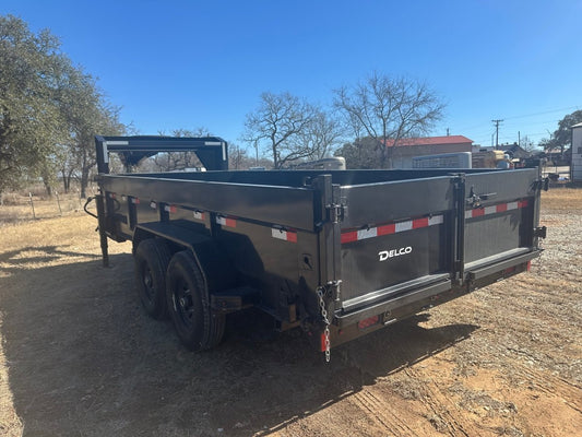 Delco Gooseneck Dump 83"x16' 2ft sides - 14k - BLACK - 2847 - J4 Trailer
