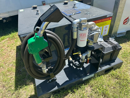 Farm Boss - 2 - 100 Gal. Tanks on a 49"W x 62"D x 4"H Skid - with pump with solar panel - J4 Trailer