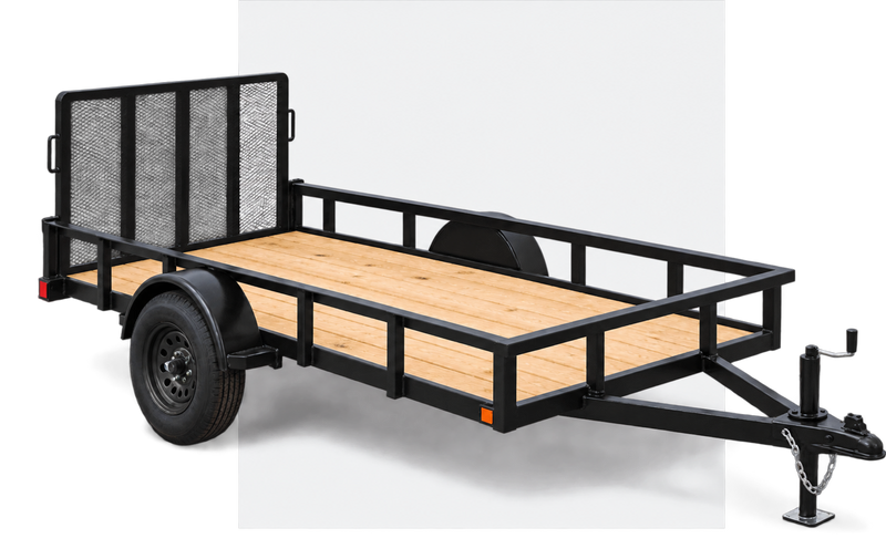J4 Utility single axle trailer with black steel wheels — edited illustration