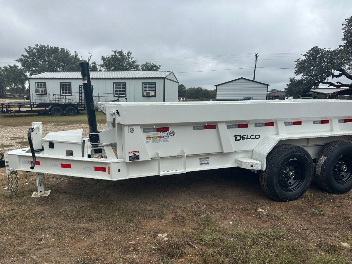 SALE - Delco 83"x14' Tandem Telescopic Dump Trailer 14K WHITE 1330 - J4 Trailer